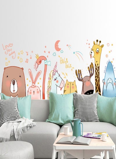 Buy Love You Dearling Cartoon Animal Wall Sticker Multicolour 60 x 90centimeter in UAE