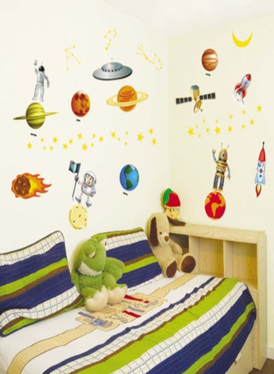 Buy 3D Space Astronaut Wall Sticker Multicolour 22 x 22centimeter in UAE