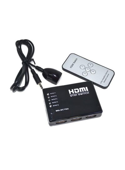 Buy 5-Port HDMI Switch Splitter With IR Remote Black in Saudi Arabia