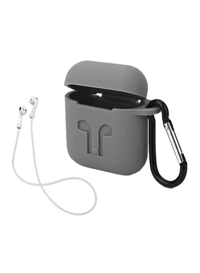 Buy Protective Case Cover With Strap For Apple AirPods Grey in Saudi Arabia