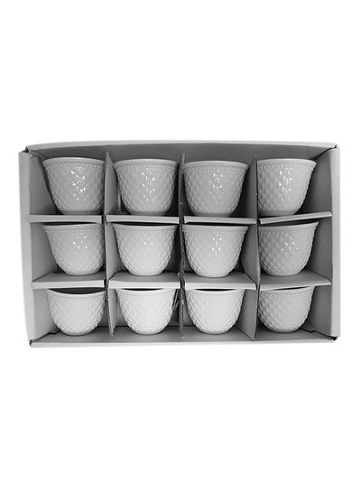 Buy 12-Piece Arabic Coffee Cup Set White 90ml in Saudi Arabia