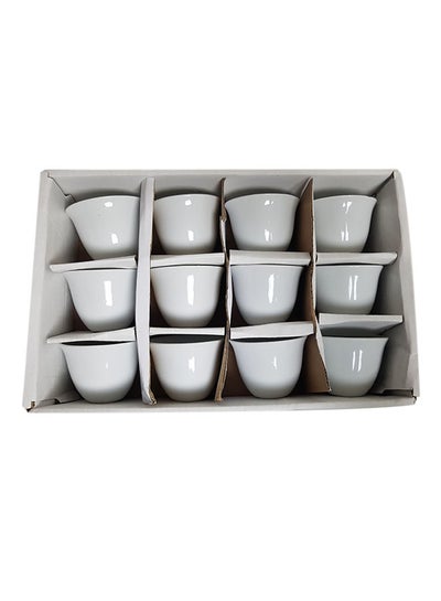 Buy 12-Piece Arabic Coffee Cup Set White 90ml in Saudi Arabia