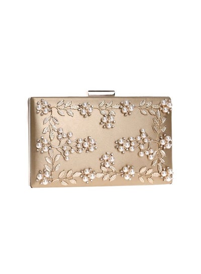 Buy Flower Design Clutch Bag Beige in UAE