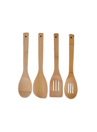 Buy 4-Piece Spoon Set Beige 14 Centimeter Brown in Egypt