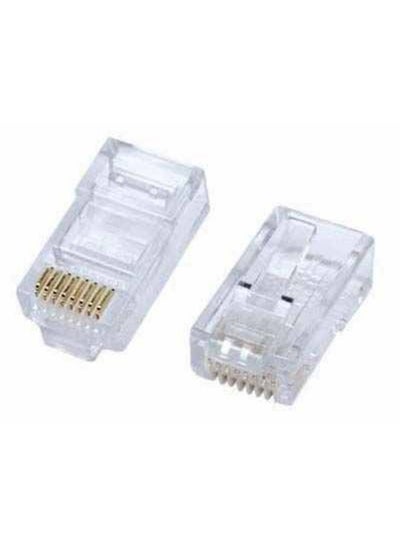 Buy 100-Piece RJ45 Modular Connectors Set Clear/Gold in Egypt