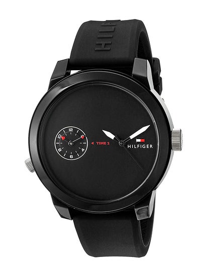 Buy Men's Denim Round Shape Silicone Strap Analog Wrist Watch 44 mm - Black - 1791326 in Egypt