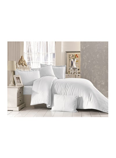 Buy 6-Piece Striped Duvet Cover Set Wood White in UAE