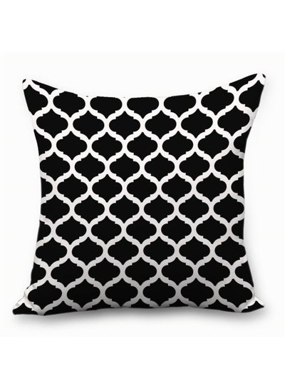 Buy Printed Cushion Cover Black/White 45 x 45cm in Saudi Arabia