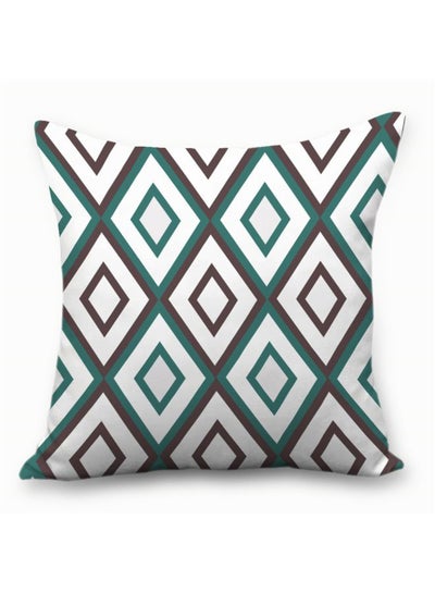 Buy Printed Cushion Cover White/Green/Brown 45 x 45cm in UAE