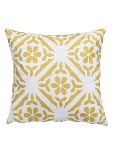 Buy Printed Cushion Cover White/Yellow 45 x 45cm in Saudi Arabia