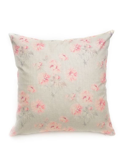 Buy Flower Pattern Cushion Cover White/Pink 45 x 45cm in Saudi Arabia