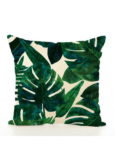 Buy Leaf Printed Pillowcase Combination Green/Beige 45x45x1centimeter in UAE