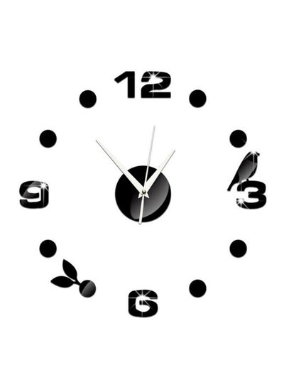 Buy Mirror Style Wall Clock Sticker Black/Silver 43 x 43cm in UAE