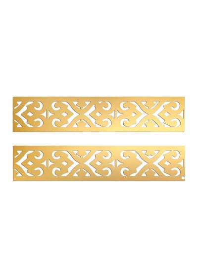 Buy 2-Piece Decorative Wall Art Sticker Set Gold in Saudi Arabia