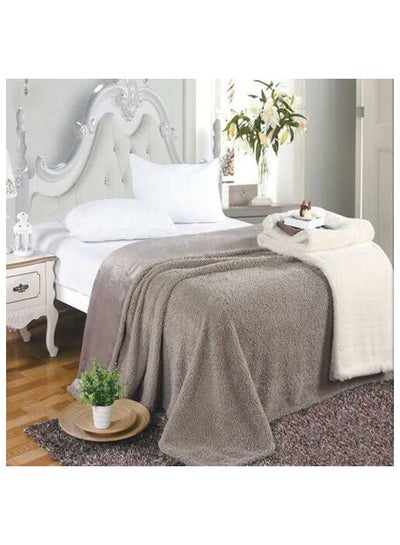 Buy Light Double Face Blanket KingSize polyester Grey 220x240cm in Saudi Arabia