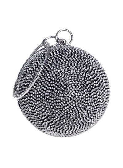 Buy Stone Embellished Clutch Silver in Saudi Arabia