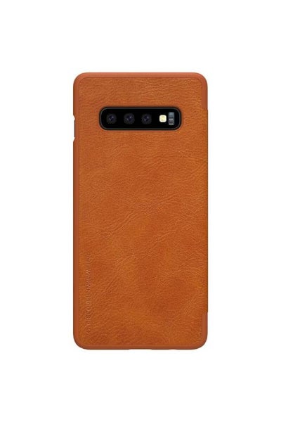 Buy Samsung Galaxy S10 Flip Mobile Cover Qin Flip Series Leather Case - Brown Brown in UAE