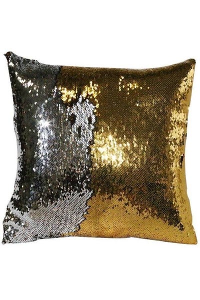 اشتري Sequined Throw Pillow بوليستر Silver/Gold 39x39 سنتيمتر في الامارات