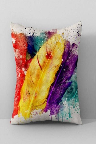 Buy Printed Cushion Cover Polyester Orange/Yellow/Blue in UAE