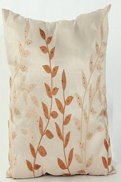 Buy Embroidered Decorative Cushion Cover Beige/Brown 45x45cm in UAE