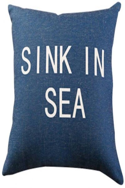 اشتري Sink In Sea Text Printed Cushion Cover مختلطة Blue/White 45x45 سنتيمتر في الامارات