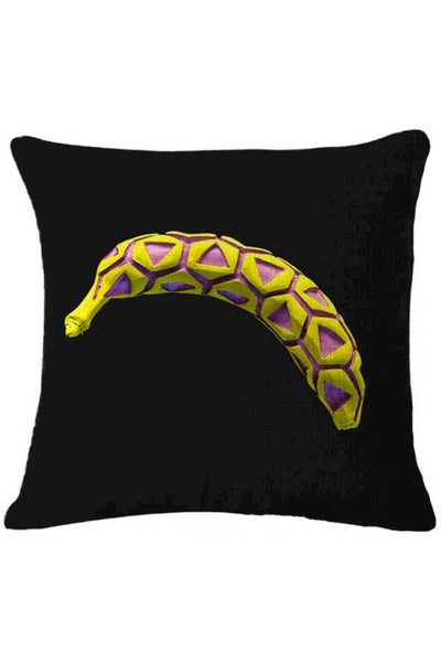 اشتري Banana Printed Cushion Cover كتان Black/Yellow/Purple في الامارات