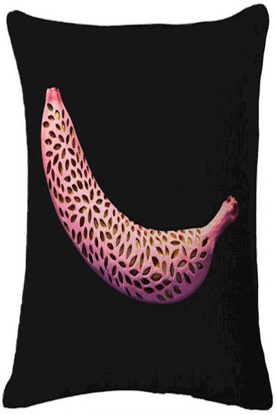 Buy Banana Printed Cushion Cover linen Black/Purple in UAE