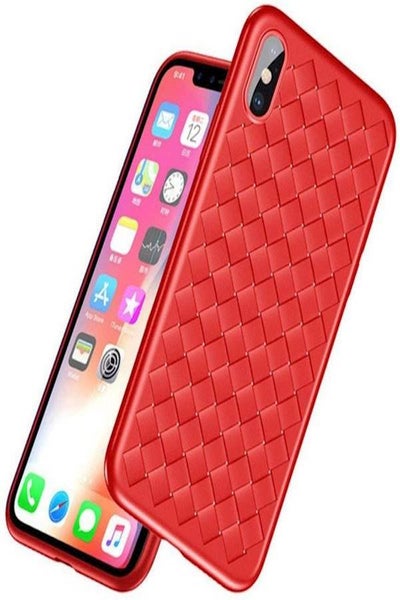 Buy Grid Weaving Pattern Case Cover For Apple iPhone XS Max Red in Saudi Arabia