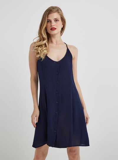 Buy Open Back Strappy Dress Summer Navy in Saudi Arabia