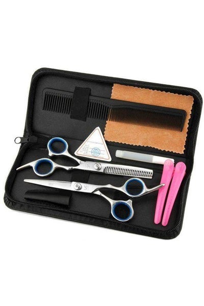 Buy Hair Cutting Scissors Set Silver/Black/Pink in UAE