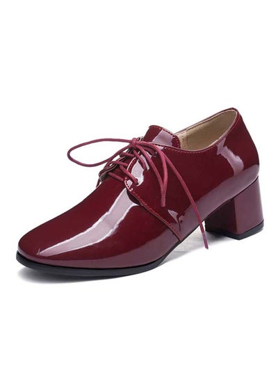 Buy Leather Lace-Up Formal Shoes Maroon in UAE