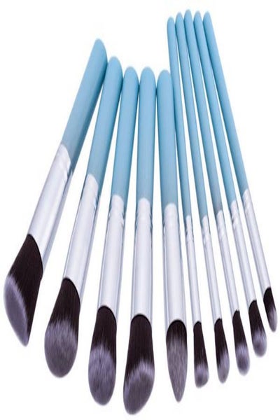 Buy 10-Piece Makeup Brush Set Blue in UAE