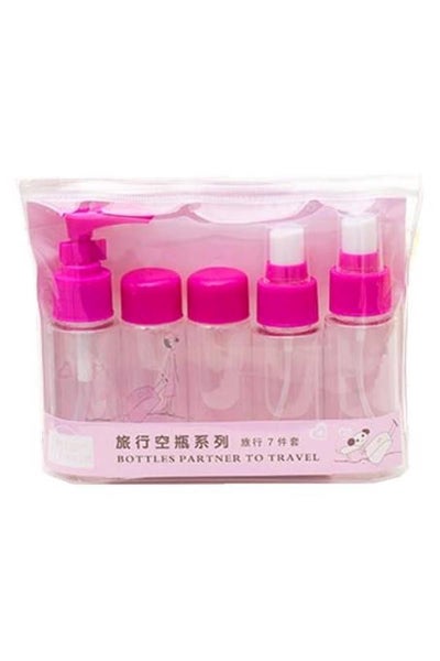 Buy 7-Piece Portable Makeup Spray Bottle Set Clear/Pink in UAE