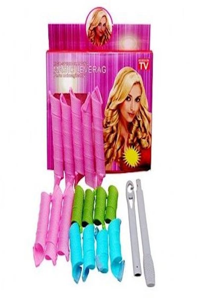 Buy 18-Piece Hair Roller Set Pink/Green/Blue in UAE