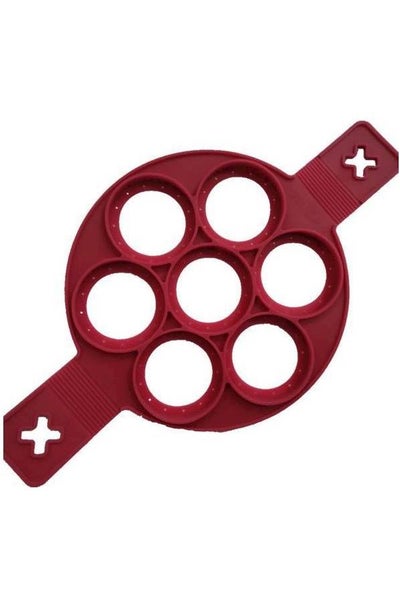 Buy 7-Holes Non-Stick Pancake Mould Red 25x3.6cm in UAE