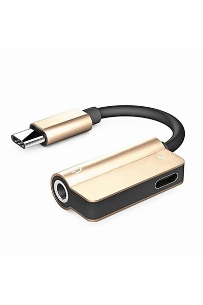 Buy 2-In 1 USB Type C Headphone Audio Jack Adapter For Xiaomi Huawei Mate Gold/Black/Silver in Egypt