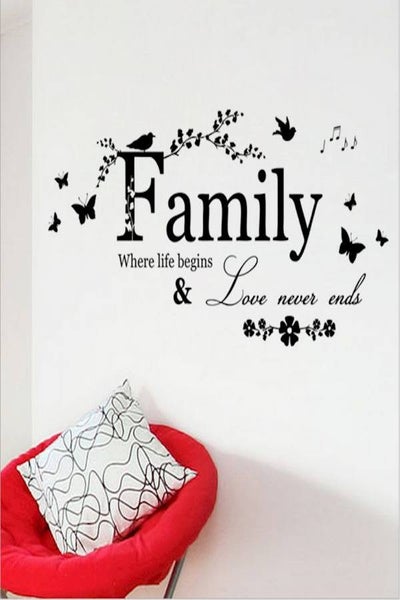 Buy English Letters Family Wall Stickers Delicate Waterproof Art Decal Removable Wall Sticker Black 90x60centimeter in Saudi Arabia