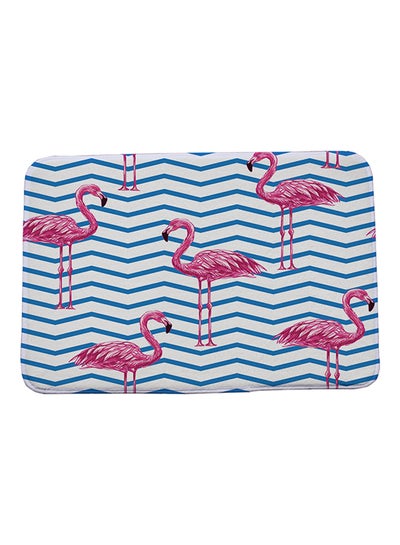 Buy Flamingo Printed Anti Slip Bath Mat Blue/White/Pink 40 x 60cm in Saudi Arabia