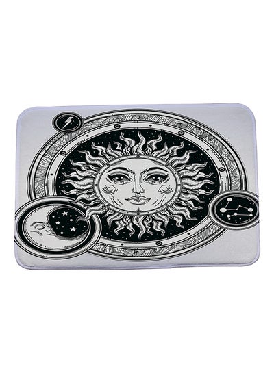 Buy Sun Face Symbol Printed Anti Slip Bath Mat White/Black 40 x 60cm in Saudi Arabia