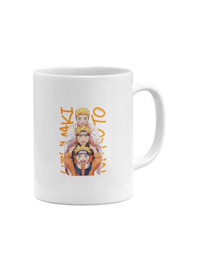 Buy Naruto Theme Novelty Printed Coffee Mug White/Orange/Yellow in UAE