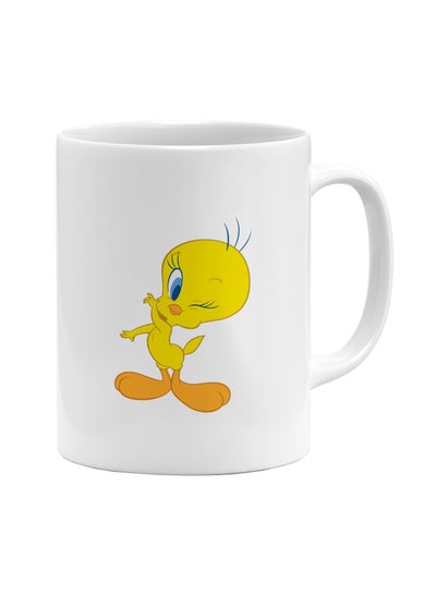 Buy Tweety Wink Bird Printed Coffee Mug White/Yellow/Blue in UAE