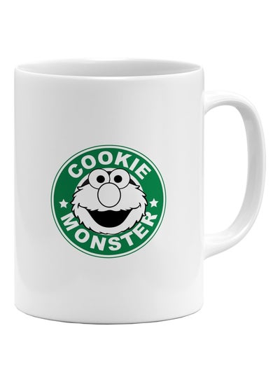 Buy StarBucks Cookie Monster Printed Coffee Mug White/Green/Black in UAE