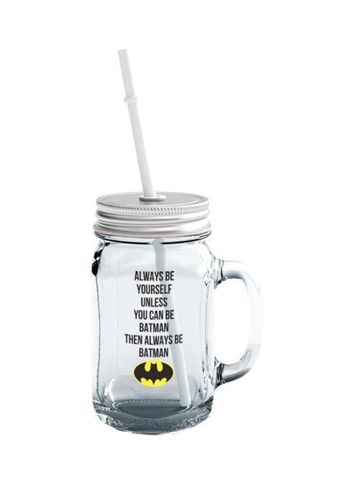 Batman Quote Printed Mason Jar With Straw Clear/Yellow/Black 15ounce price  in UAE | Noon UAE | kanbkam
