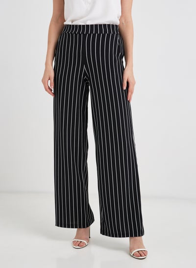 Wide Leg Striped Pants Black/White Stripe price in UAE | Noon UAE | kanbkam