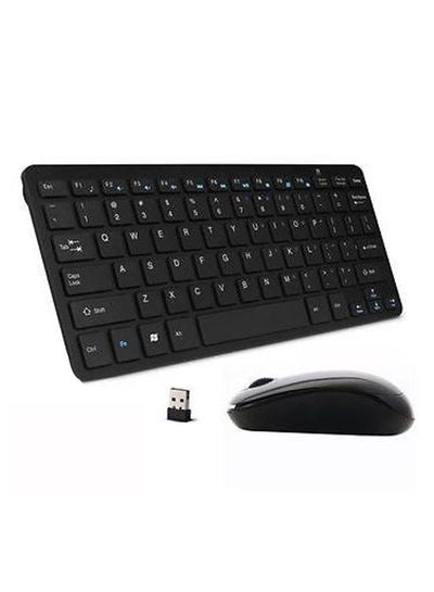 اشتري Mini 2.4G DPI Wireless Keyboard and Optical Mouse Combo for Desktop and Pc أسود في الامارات