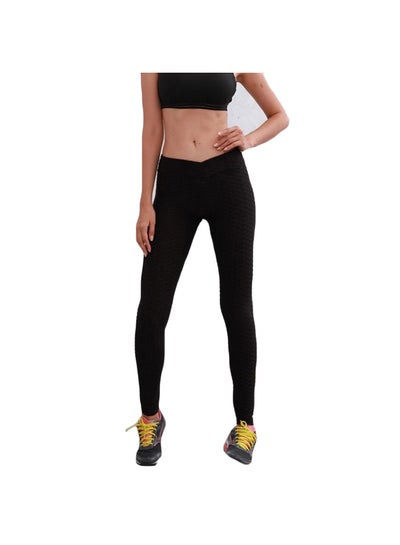 اشتري Solid Stretch Yoga Pants أسود في الامارات