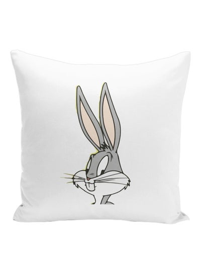 Buy Bugs Bunny Printed Decorative Pillow polyester White/Grey 16x16inch in UAE