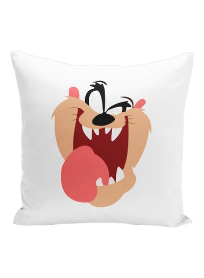 Buy Tazmania Character Printed Decorative Pillow White/Beige/Red 16x16inch in UAE