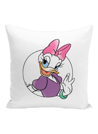 Buy Daisy Duck Printed Decorative Pillow Cover Purple/Pink/White 16x16inch in UAE