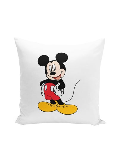 Buy Mickey Mouse Printed Decorative Pillow Polyester Black/Yellow/White 16x16inch in UAE